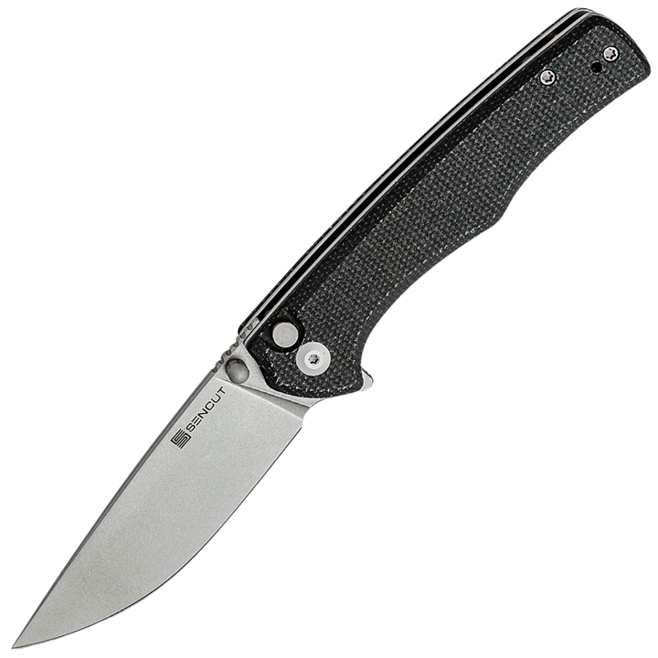 Sencut Crowley Button Lock Black Micarta S21012-2