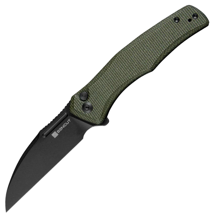 Sencut Watauga Button Lock Green Micarta S21011-2